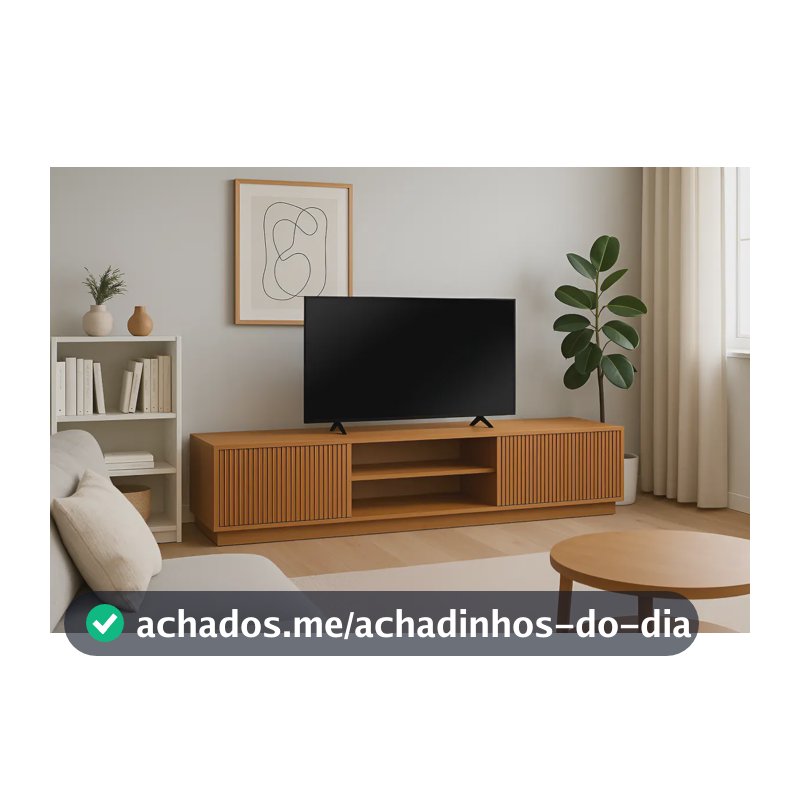 Rack Mavaular Valência MDF Natural 180cm Para TV Até 75'' 2 Portas Moderno