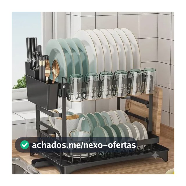 Escorredor De Louças Rack Aço Carbono Para Bancada Com Bandeja Porta-talheres E Bico De Escoamento