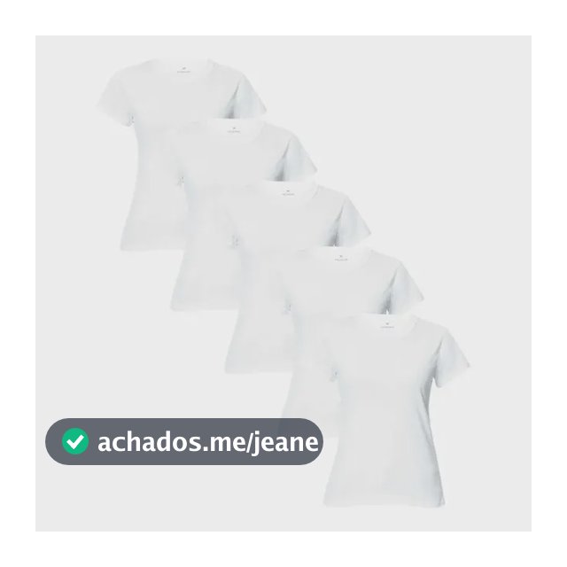 Kit 5 Camisetas Feminina Manga Curta Branca Hering Branco Liso G