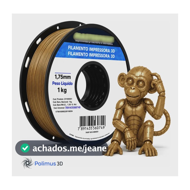 Filamento De Impressão 3D PETG Cor BRONZE 1kg MASTERPRINT Brilho Premium Para Imprimir Peças 3D Impressora 3D Modelagem Miniaturas Enfeites e Projetos By Polimus 3D