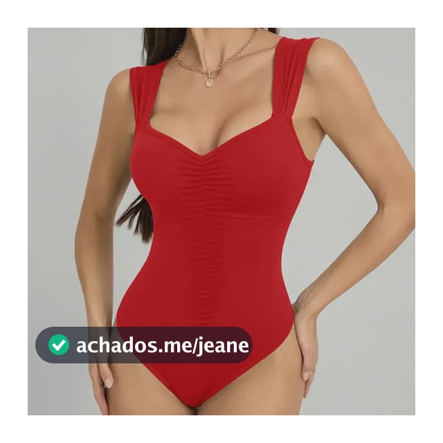 Maiô Disfarça Barriga Cintura Modeladora Body Bojo Decote V
