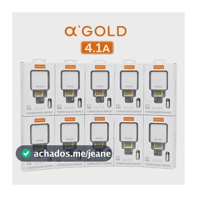 Kit 10 Carregador Homologado A'gold 4.1a Tipo-c Atacado Nf. Branco