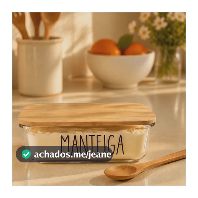 Pote Hermético Com Tampa Colher De Bambu Requeijão Manteiga Manteiga