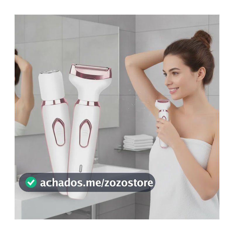 Kit Depilador Elétrico Removedor De Pelos Recarregável 4 Em1 Branco 127/220v