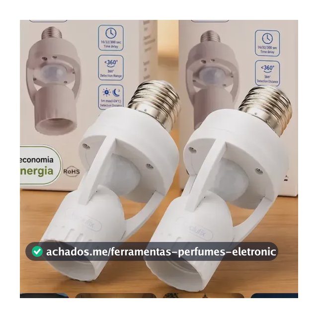 Kit 2 Sensores de Presença Infravermelho Evolufix para Soquete E27 com Fotocélula