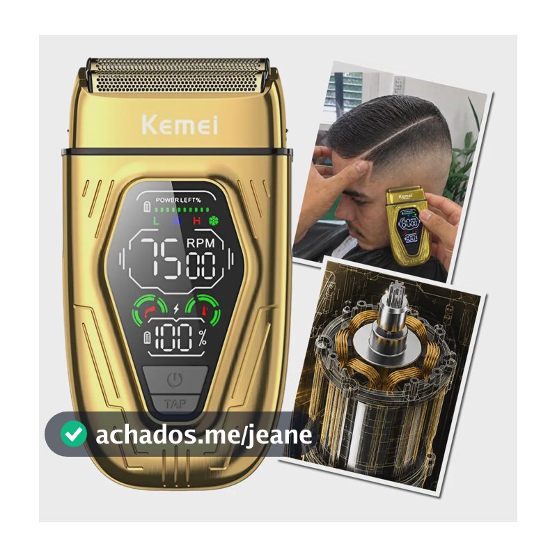 Máquina Shaver De Cortar Cabelo Barba Cordless Profissional Dourado 127/220v