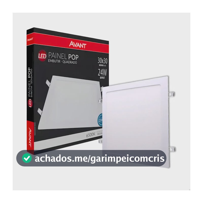 Painel Plafon Led 24w Quadrado Embutir Branco Frio 29x29