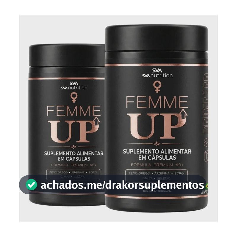 Kit 2 Femme Up Testo Fórmula Mulher 40+ Feno Grego Vitaminas Sem Sabor