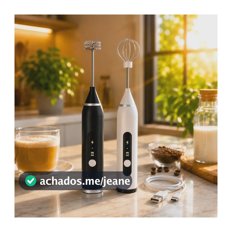 Mixer Portátil Elétrico 2 em 1 Misturador de Bebidas Mini Batedor Premium USB Mexedor Bebidas Vitaminas Café Chá Drink Blackbom