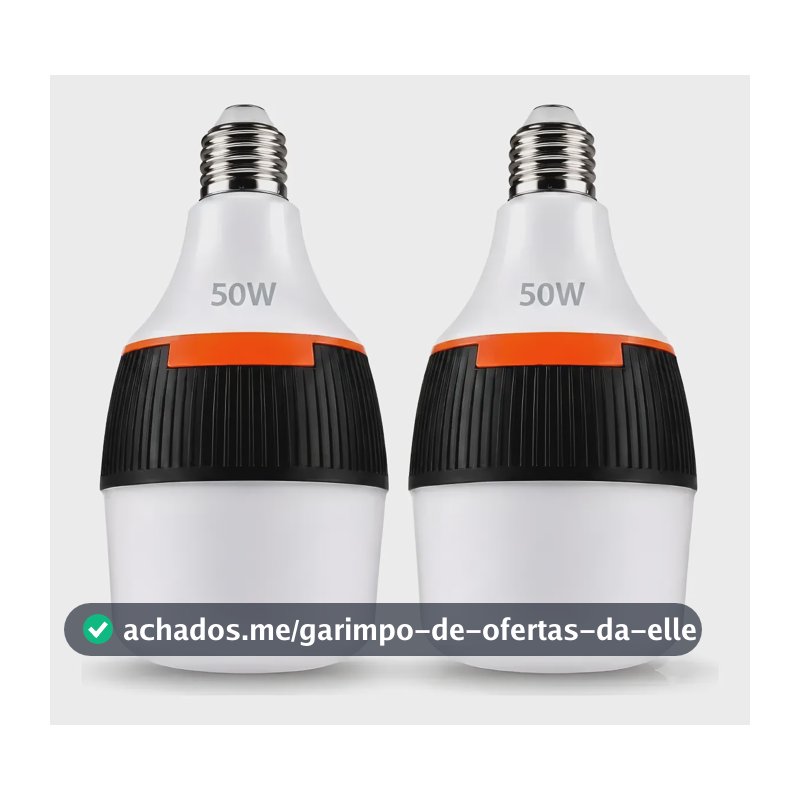 Kit 2 Lampadas De Emergencia Recarregavel Inteligente Bivolt Branco 127/220v