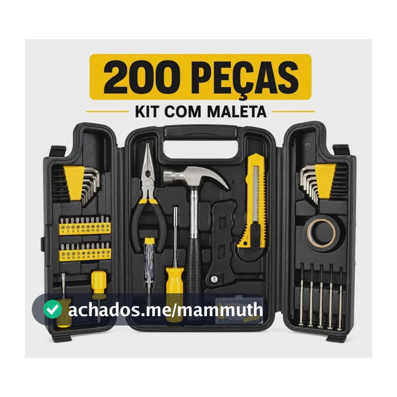 Jogo De Ferramentas 200 Peças Completo Com Maleta Soquetes