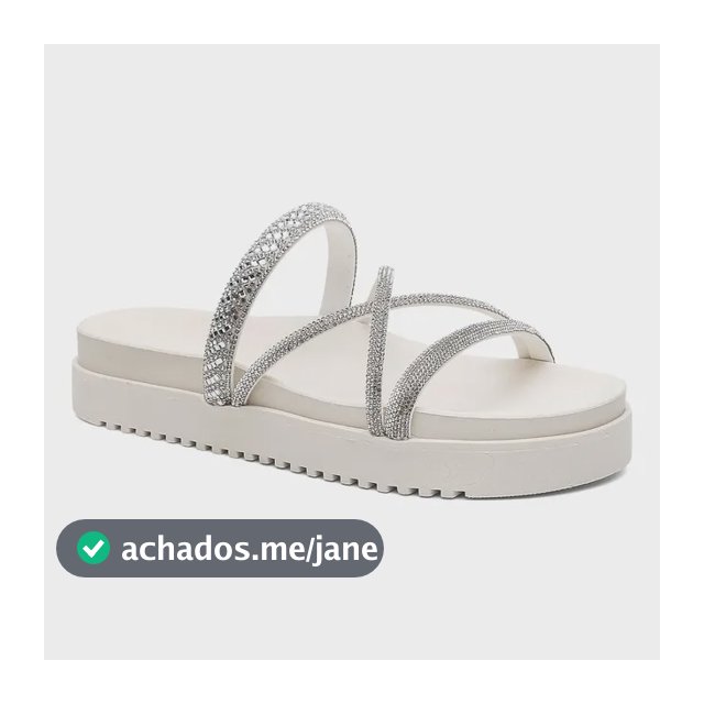 Sandália Papete Feminina Pedraria Strass Conforto Do 33 A 44