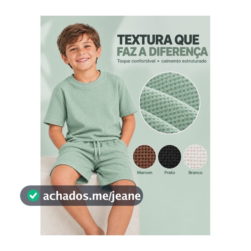 Conjunto Infantil Juvenil Basico Camiseta Bermuda Verão Verde Menta Tamanho 8 ( Veste 5 A 7 Anos)
