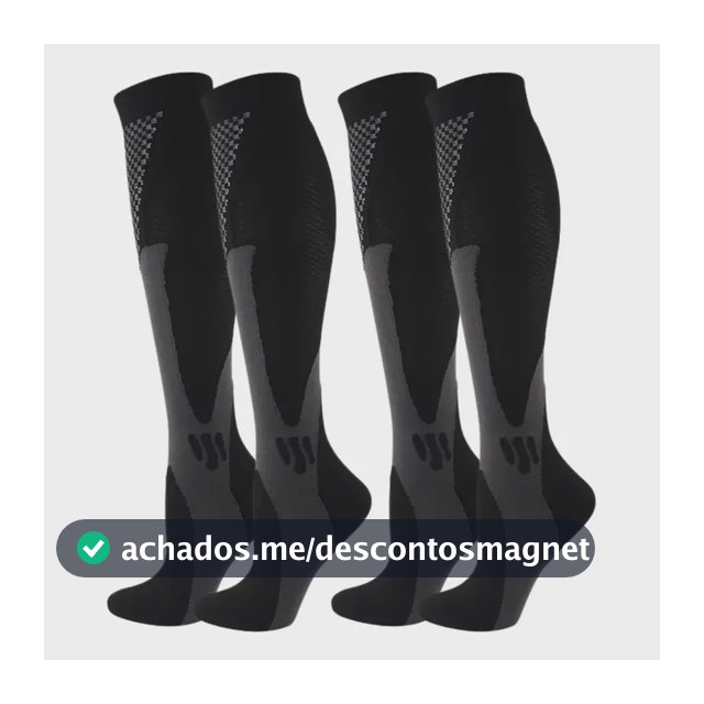 Kit 2 Pares Meia Compressão Esportiva Cano Alto 3/4 Corrida