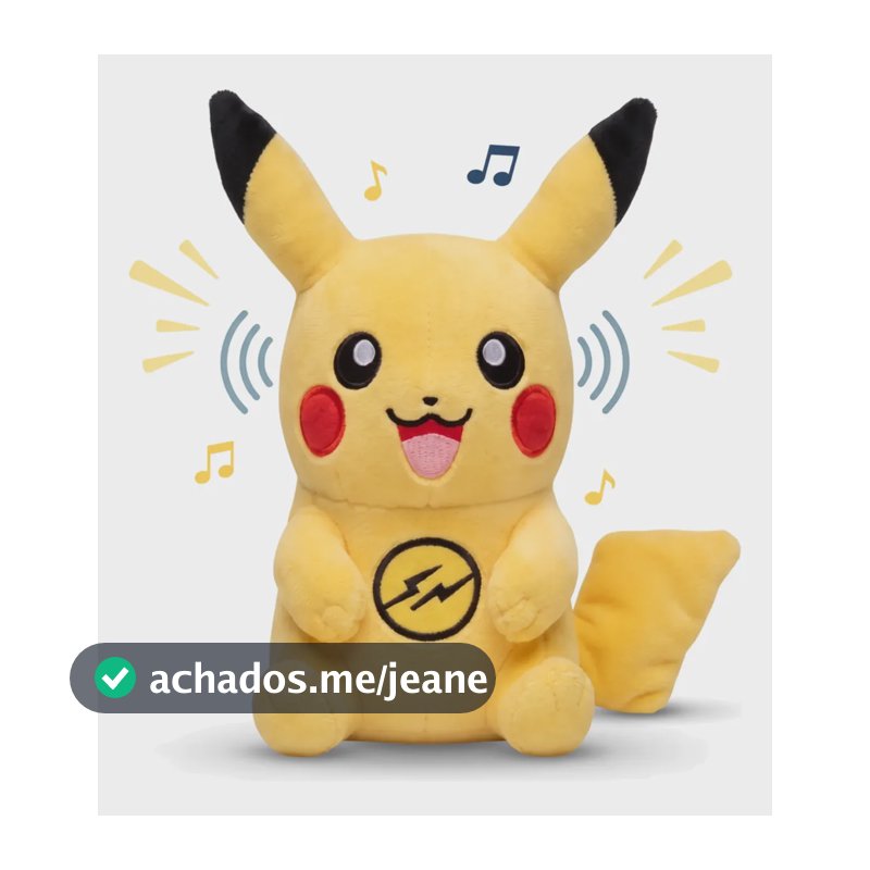 Pelúcia Pokémon Pikachu 25cm Musical Apertar Boneco Infantil Amarelo