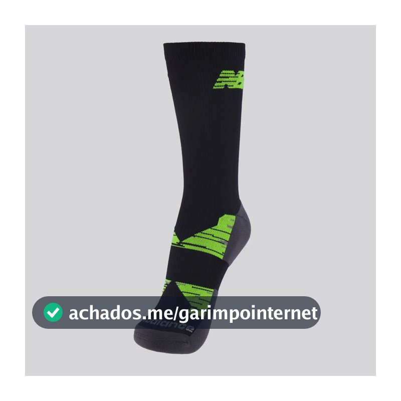 Meia New Balance Cano Longo Performance Preta E Verde Preto-verde - 39-42