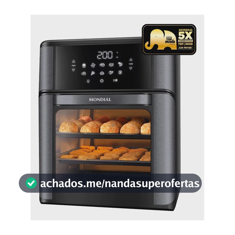 Fritadeira Elétrica AFON-12L-BG Forno Oven 12 Litros Preto Mondial