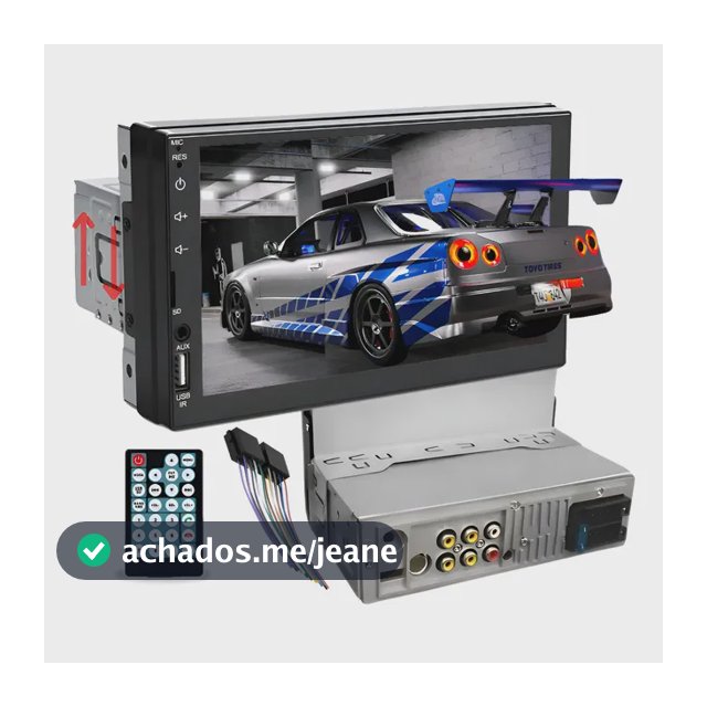 Central Multimídia Universal Mp5 Bt 1 Din 7 Espelha Dvd Preto