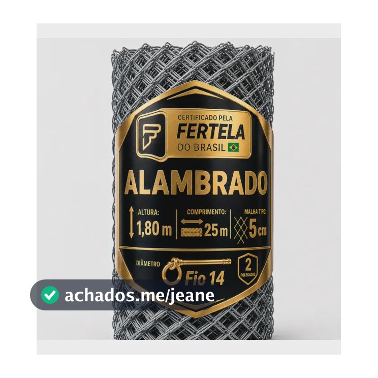 Tela Alambrado 1,80 X 25 Metros Fio-14 Malha 5 Cm Reforçada Galvanizadi