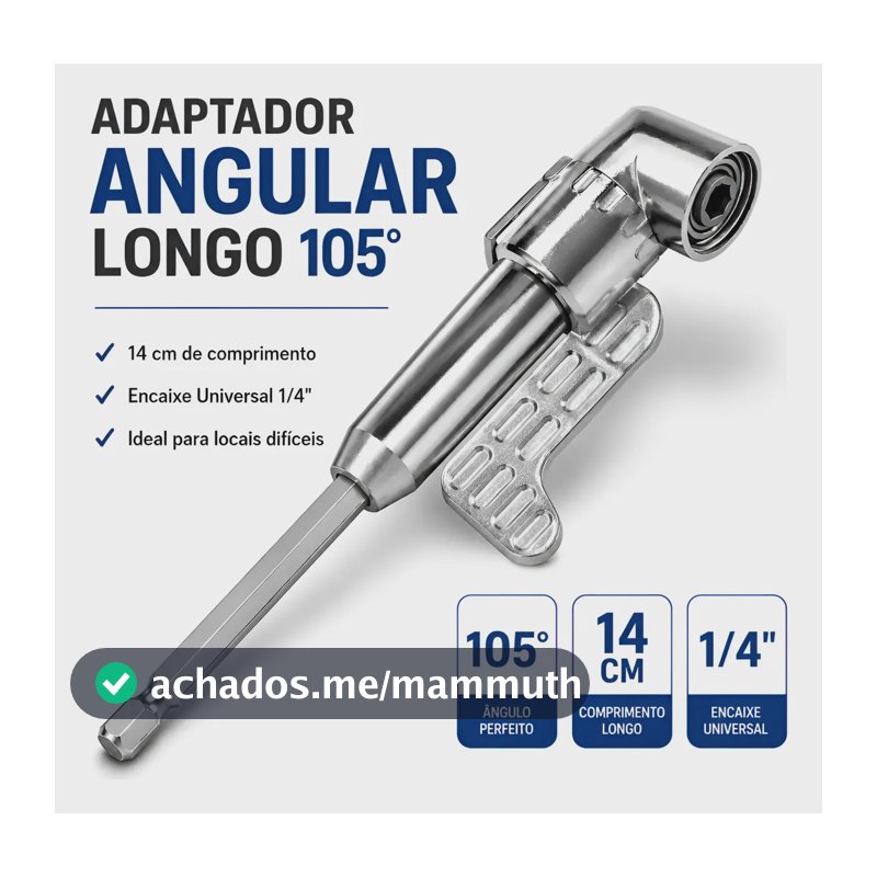 Adaptador Angular Longo 105° Furadeira Parafusadeira 1/4 Pro