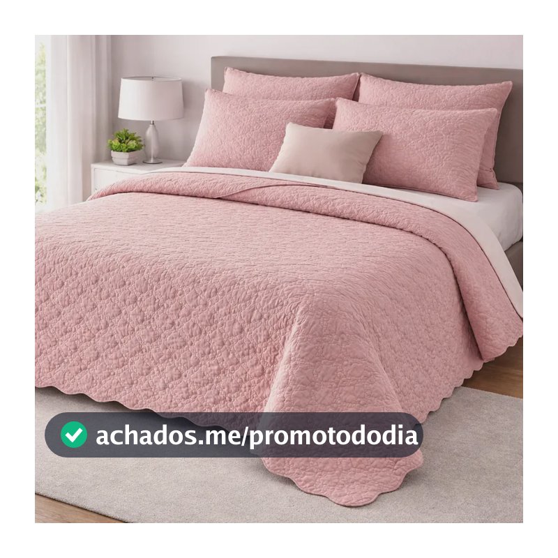 Cobre leito matelado Queen Laura Enxovais dupla face leve confortável cor rose