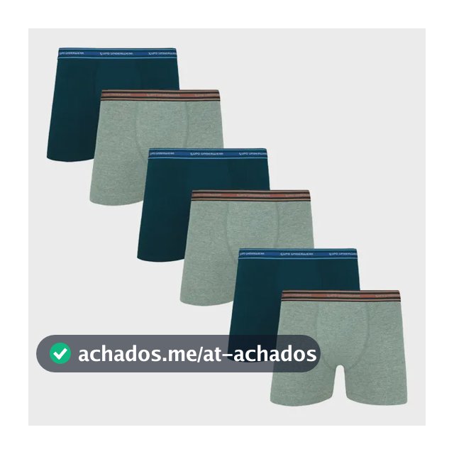 Kit Com 6 Cuecas Boxer Algodão Adulto Lupo