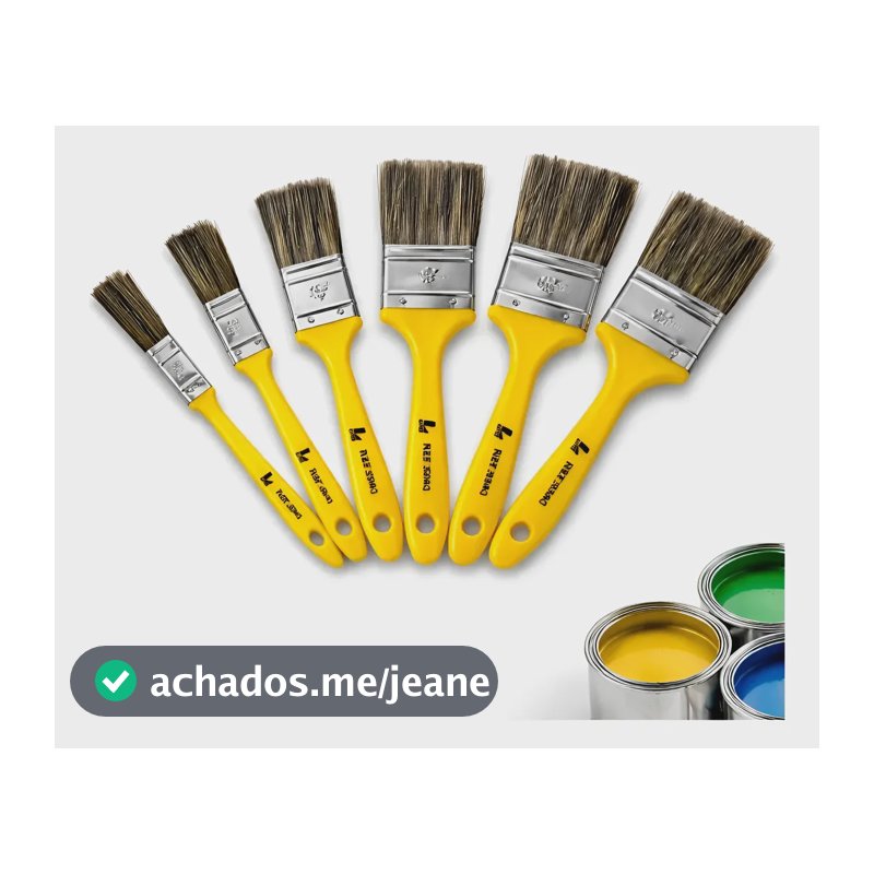 Kit 6 Pincel Trincha Pintura Tinta Latex Acrilica Parede Amarelo