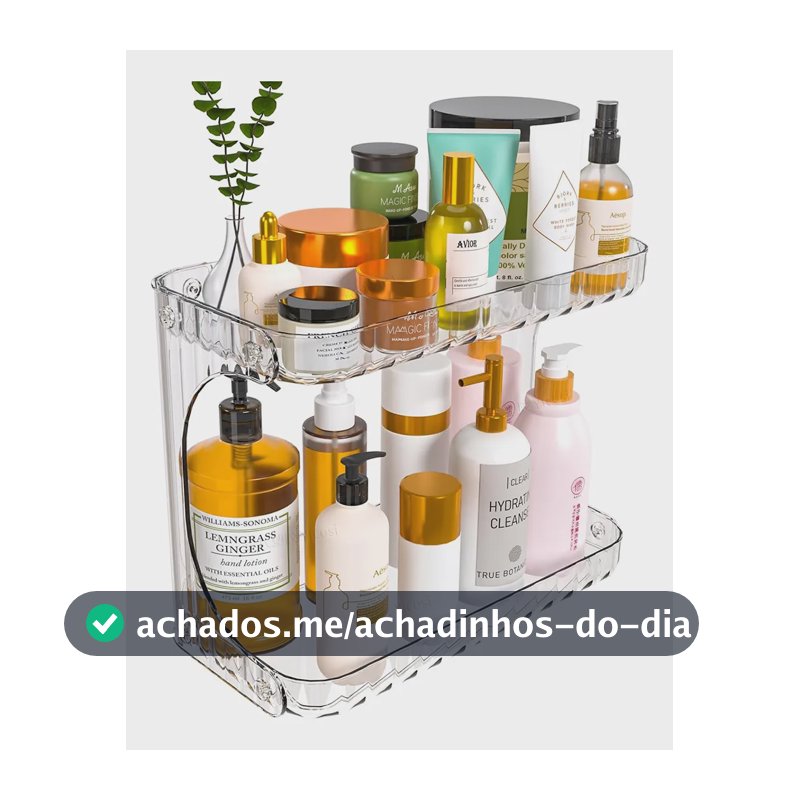 Organizador De Maquiagem 2 Andares Cosméticos Multiuso Transparente