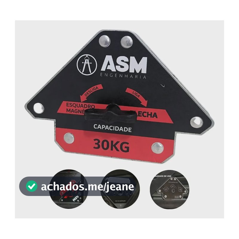 Esquadro Magnético Com Chave 30kg Para Solda Profissional
