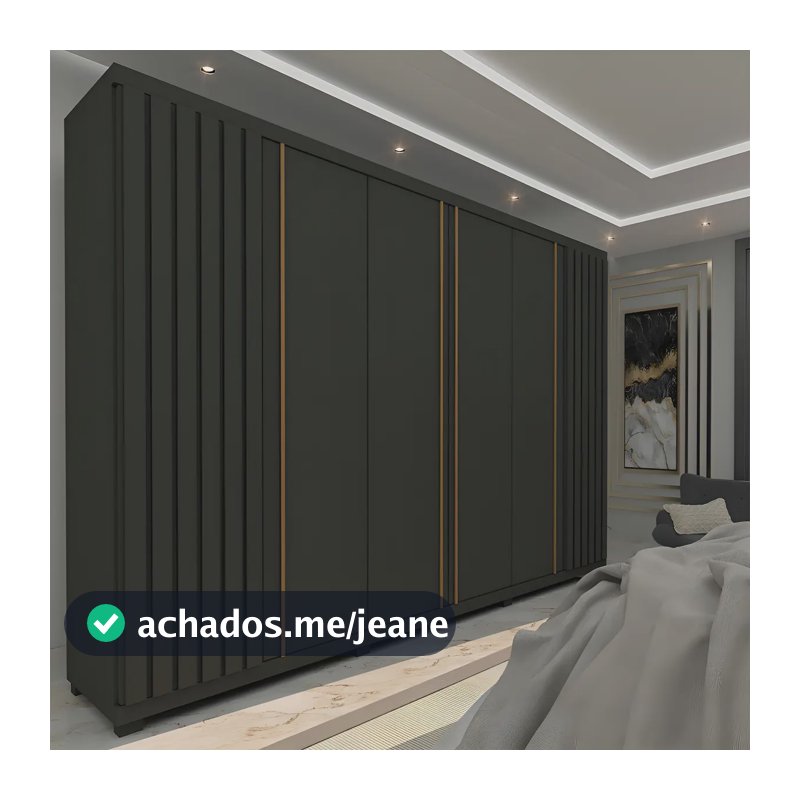 Guarda-roupa Casal Gelius Móveis Grafite 6 Portas 4 Gavetas MDF