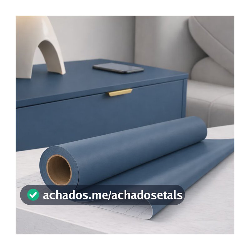 Revestimento Adesivo Texturizado Envelopamento Mesa Móveis Azul Urbano