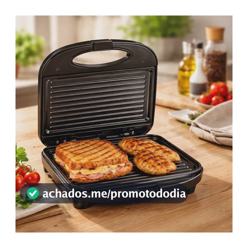 Sanduicheira Elétrica Antiaderente Grill 750w Preto 110/220v Preto 220v