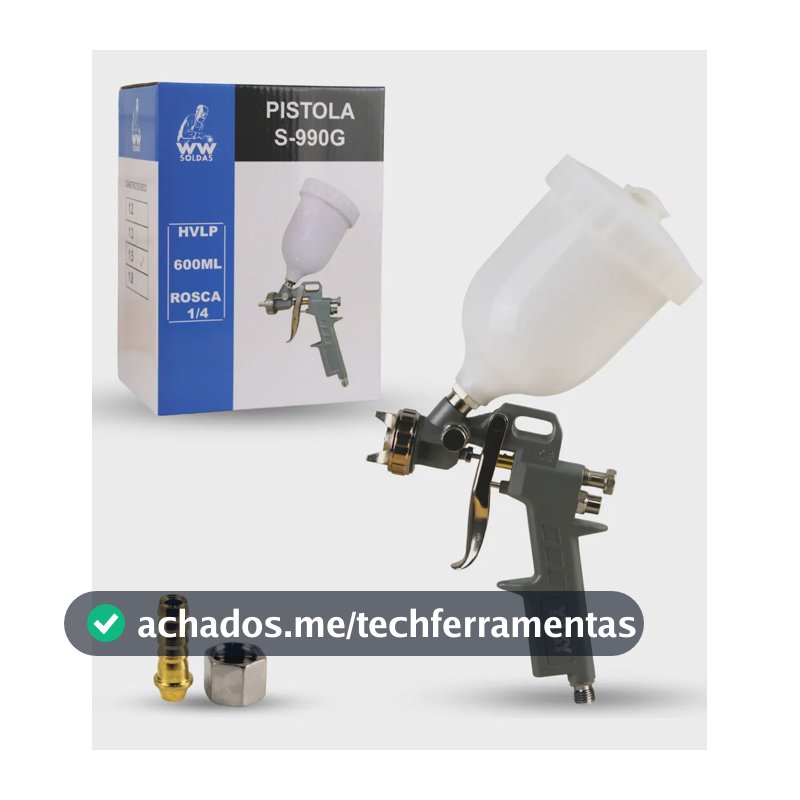 Pistola De Pintura S990 Bico 1.5 Gravidade Caneca 600ml Baixa Pressão