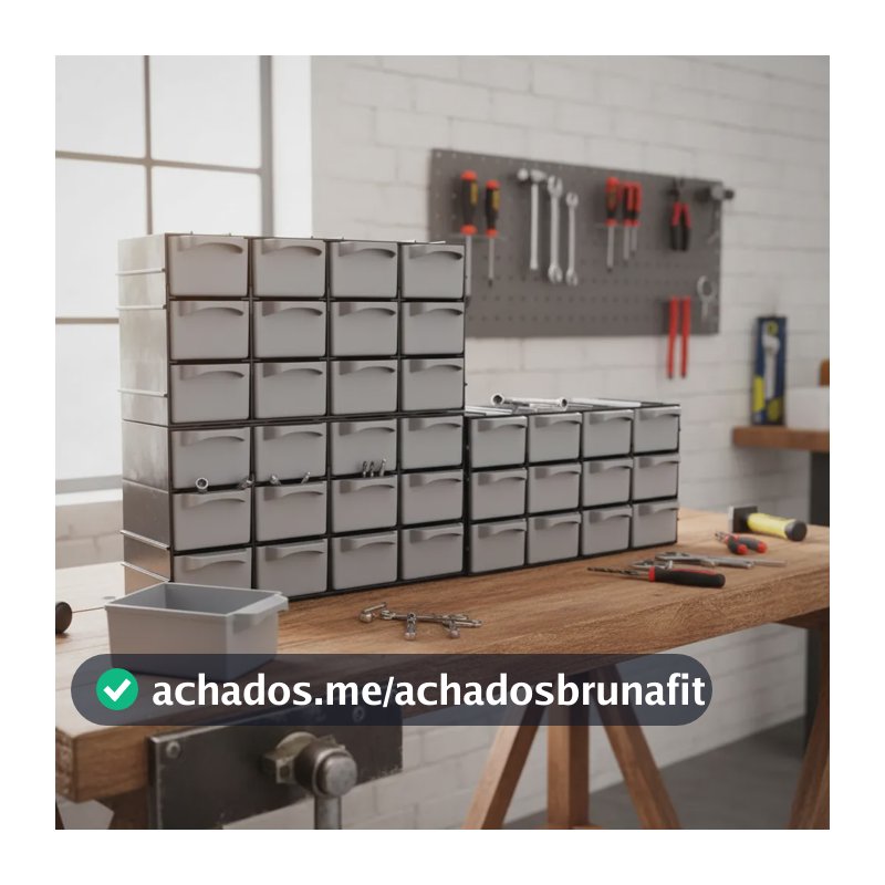 Porta Parafusos Organizador Caixa 16 Gaveta Pequeno Multiuso Cinza