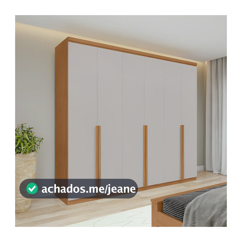 Guarda-roupa Casal Móveis Lopas Alonzo 6 Portas 4 Gavetas MDF Amêndoa