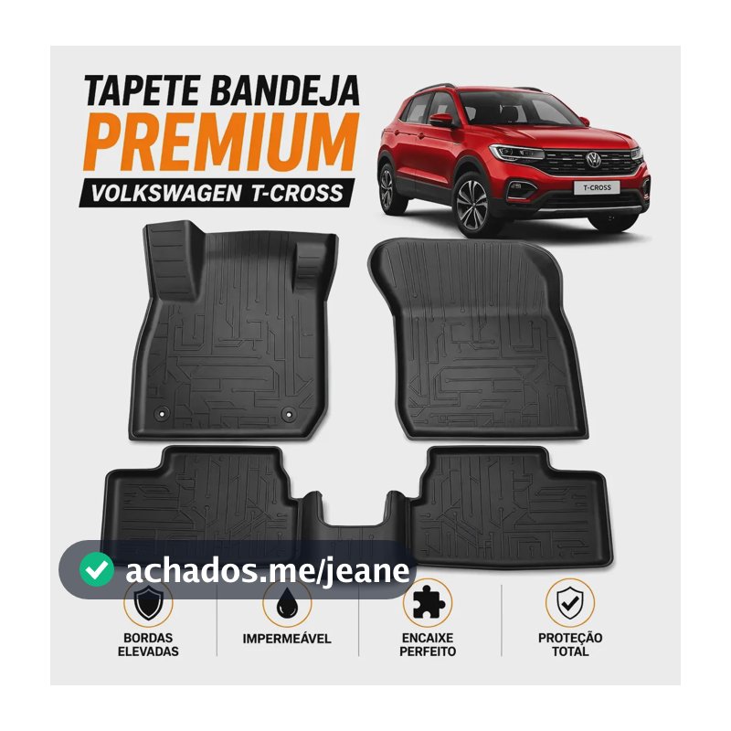 Tapete Bordas Elevadas Bandeja T-cross 2017 A 2024 2025 2026 Preto