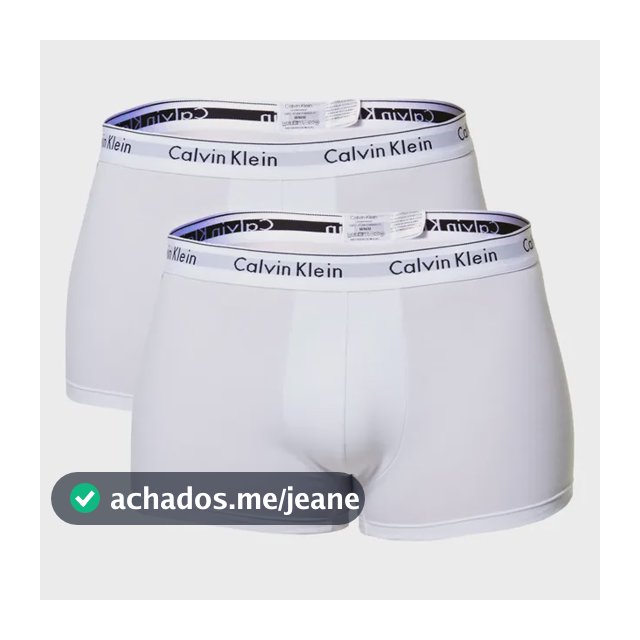 Kit 2 Cuecas Masculinas Boxer Branca Calvin Klein 0900 Liso L