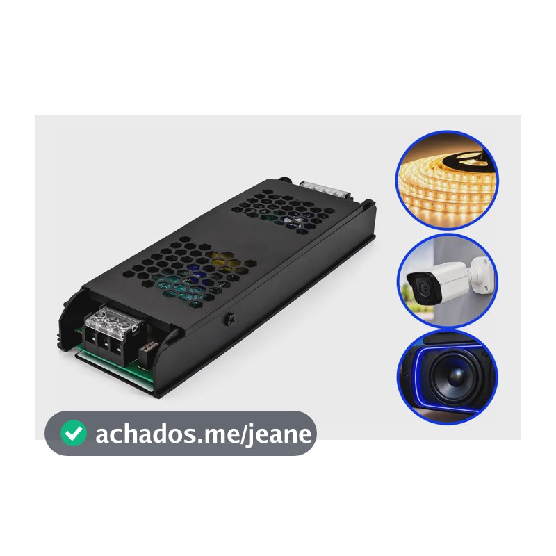 Fonte Chaveada Metalica Slim 600w 12v 50a Cftv Fita Led Som