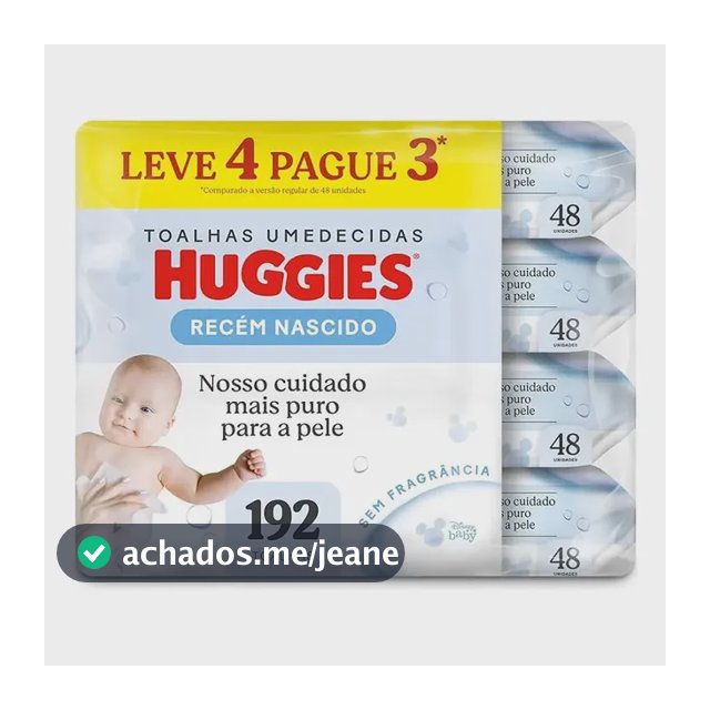 Lenços Umedecidos Huggies Recém Nascido Pack C/4 - 192 Un