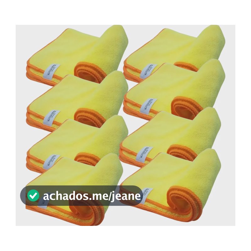 Flanela Microfibra Autoamerica Premium Felpuda Kit 8 60x40 Amarelo