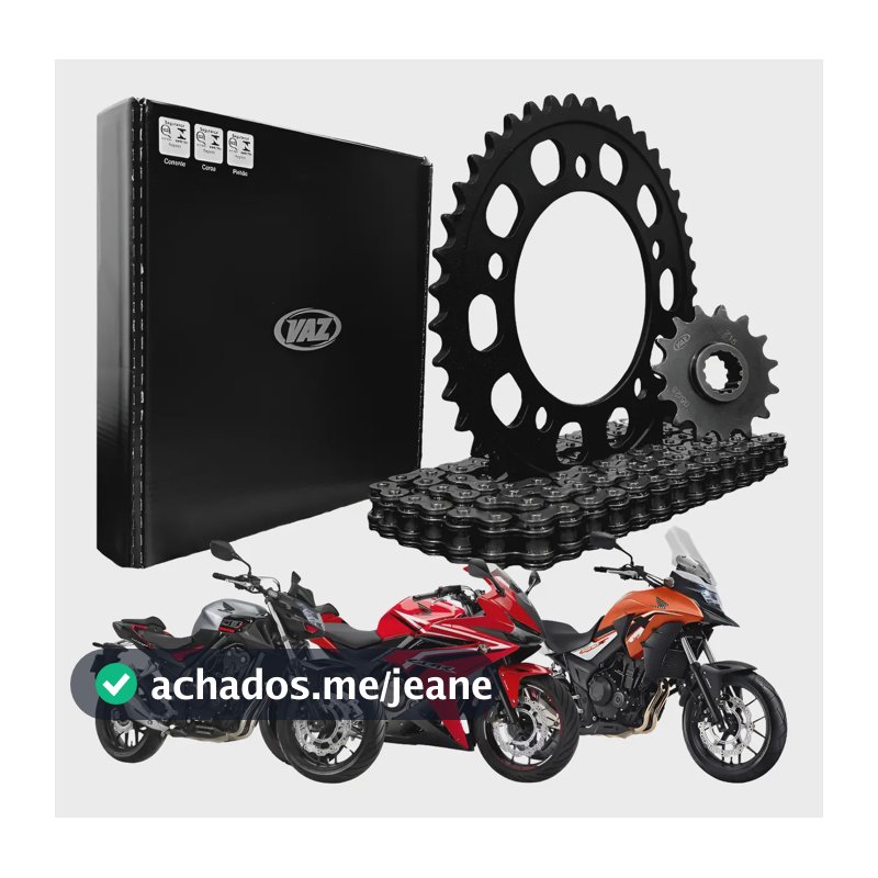 Kit Relação Transmissão Cb500r Cb500f Cb500x C/ Retentor Preto