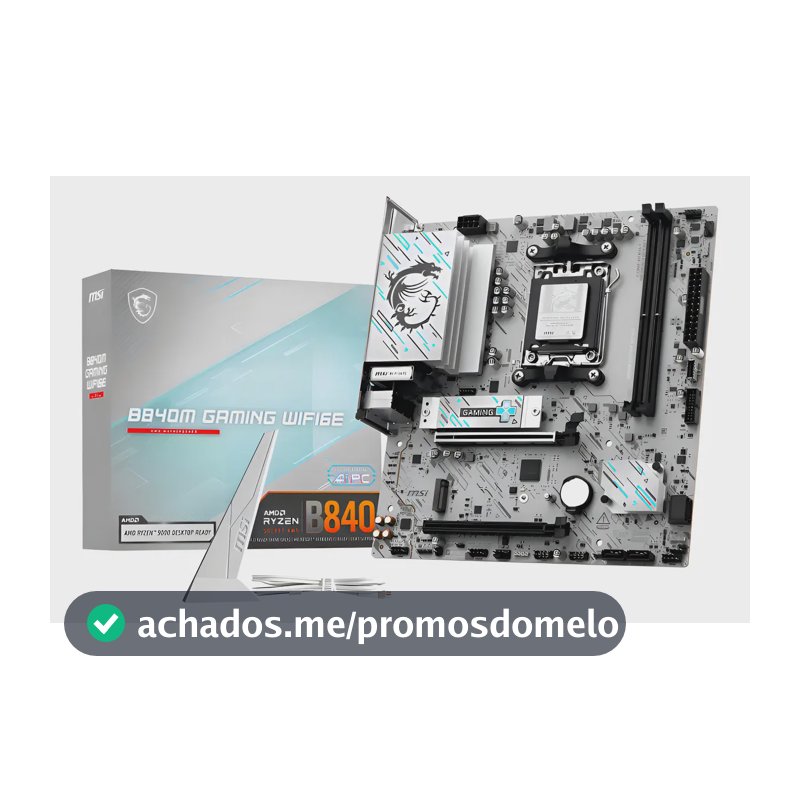 Placa Mãe Msi B840m Gaming Wifi6e Am5 2xddr5 Amd B840 Matx Cor Branco
