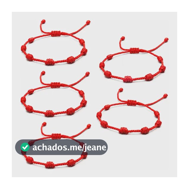 Kit 5 Pulseiras Vermelha Sete Nós Kabbalah Afastar O Mal Vermelho 30 Cm