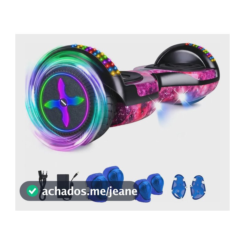 Hoverboard Skate Elétrico Com Led E Bluetooth Alumínio 120kg Violeta