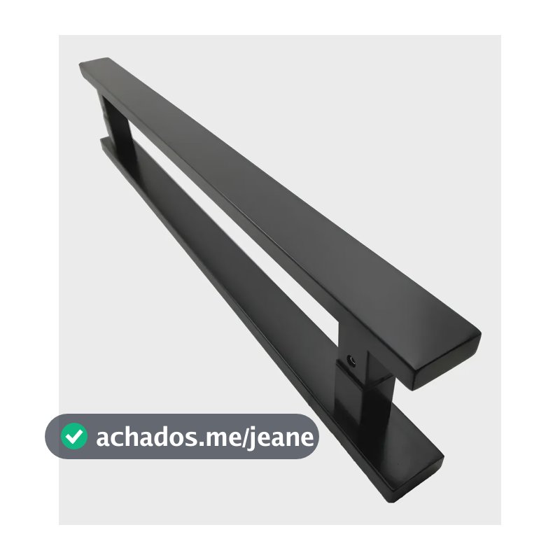 Puxador Inox Porta Pivotante Madeira E Vidro Preto 60cm Preto Fosco