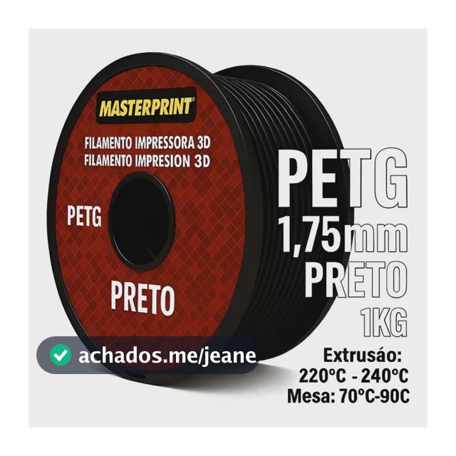 Filamento Masterprint, PETG Preto, 1.75mm