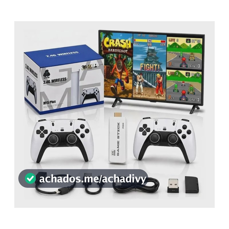 Adaptador Videogame Game Stick M15 2 Controles Branco Bivolt Branco