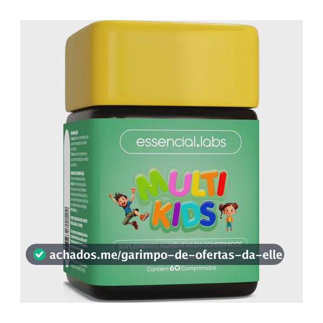 MULTIVITAMÍNICO de A a Zinco KIDS / INFANTIL Sabor Morango - Fórmula Exclusiva com Máxima Concentração e Pureza - 60 Comprimidos Mastigáveis