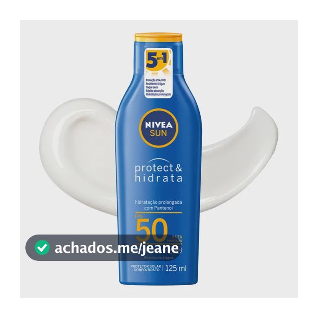 NIVEA SUN Protetor Solar Protect & Hidrata FPS 50 125ml, Alta Proteção UVA/UVB, Hidratação Prolongada, Rápida Absorção, Pantenol, Cuidado Solar Corporal e Facial