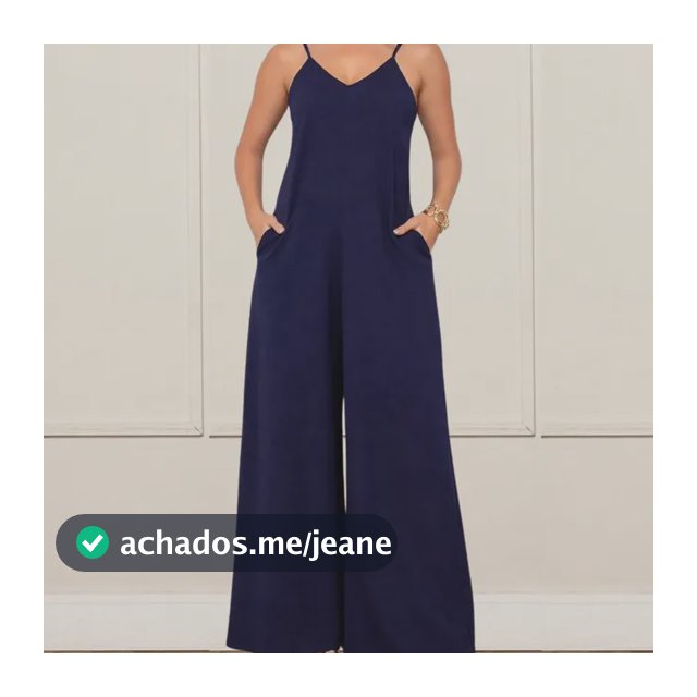 Macacão Regata Pantalona Feminino Longo Com Bolsos Nwm Azul G1-50-52